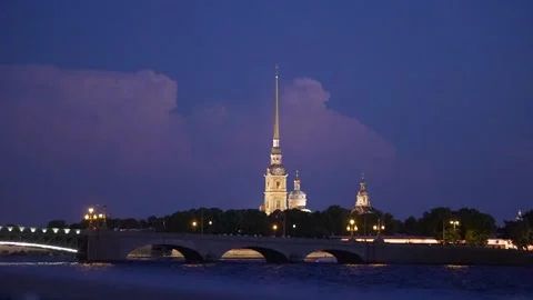 SAINT-PETERBURG,RUSSIA-JUNE 20,2022: Peter and Paul Fortress viewed from the Stock Footage 225213988