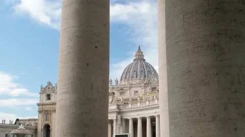 Saint Peter's Basilica view between columns. Stock Footage 169104149