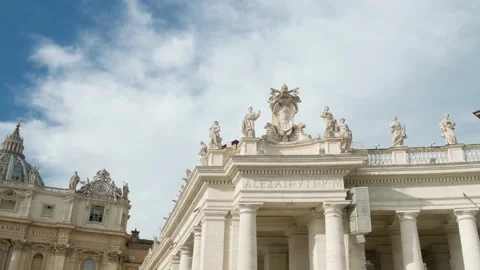Saint Peter's Square columns with statues. Stock Footage 198740330