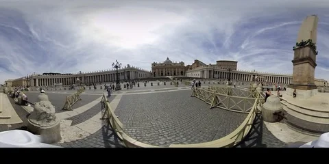 Saint Peter's Square, Vatican City of - Rome, Italy - 360VR video Stock Footage