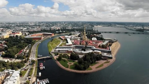Saint Petersburg, Peter and Paul Fortress, panoramic aerial view Vídeo Stock 319829604