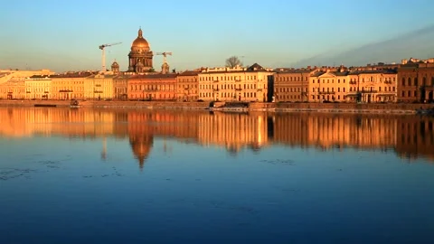 Saint Petersburg at spring time at sunset. View on the Neva river Stock Footage 166990746