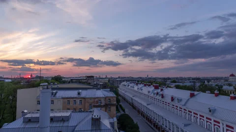 Saint Petersburg State University evening sky. Motion time lapse. Stock Footage