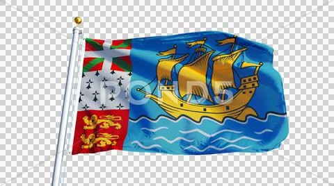 Saint Pierre and Miquelon flag, close up, isolated with alpha channel Stock Photos