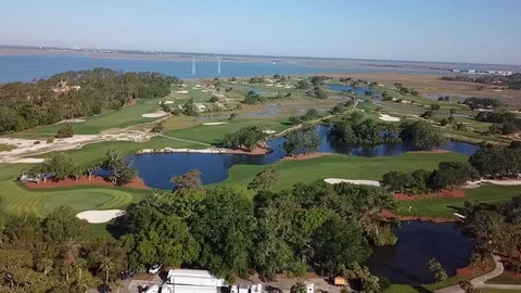 Saint Simon Island GA Sea Island Golf Club Side Track Over Seaside Course 1 Stock Footage 90768053