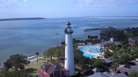 Saint Simons Lighthouse Fly By Vídeo Stock 86093032
