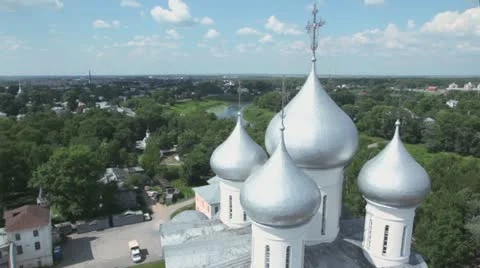 Saint Sofia cathedral among forest in Vologda Video stock 12365175
