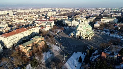 Saint Sofia Church and Alexander Nevsky Cathedral, Sofia, Bulgaria, Europe Stock Footage 112098169