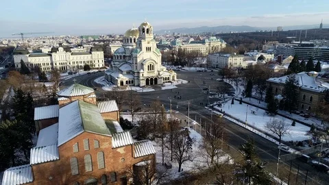 Saint Sofia Church and Alexander Nevsky Cathedral, Sofia, Bulgaria, Europe Stock Footage 112098186