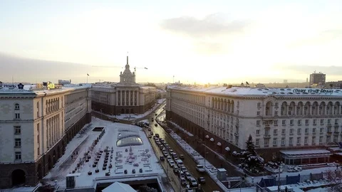 Saint Sofia statue and National Assembly building at Serdica, Sofia, Bulgaria, Video stock 112098338