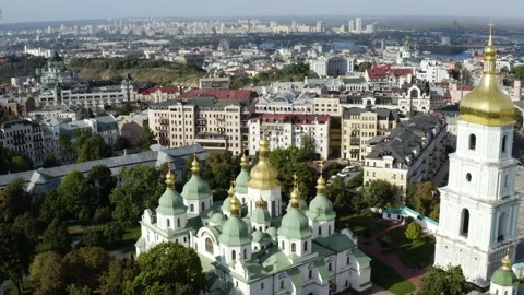 Saint Sophia Cathedral With Cityscape In Background In Kiev, Ukraine - Stock Footage 164033859
