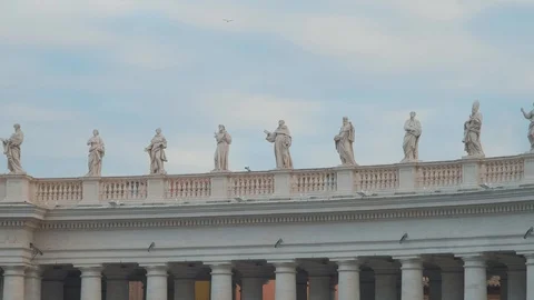 Saint Statues at St Peter's Square in Vatican City Stock Footage 127431782
