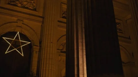 Saint-Sulpice Facade and Columns Illuminated in Paris Stock Footage 319002881