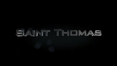 Saint Thomas title metal text on black alpha channel background Stock Footage 295894189