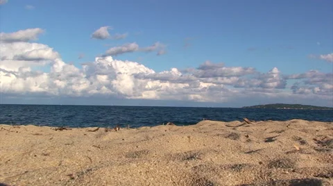 Saint Tropez beach with storm in sky, timelapse, camera on ground Stock Footage 51047853