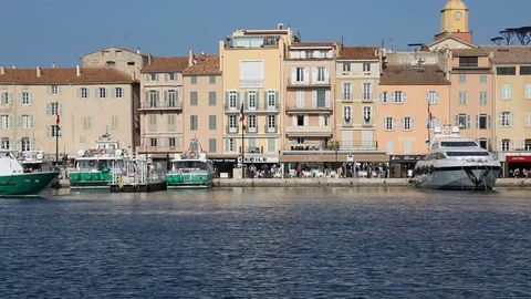 Saint Tropez quay seen from the sea Stock Footage 75615368