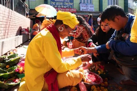 Saint Tying Holy Thread Stock Photos