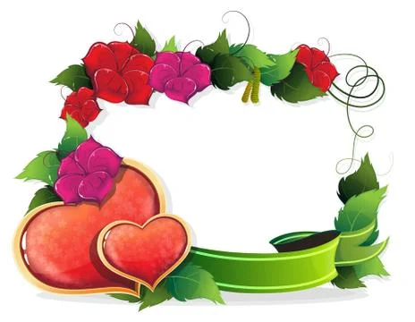 Saint Valentines Day hearts and flowers Stock Illustration