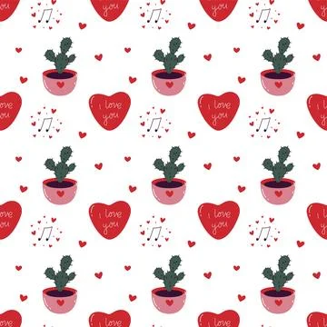 Saint Valentines Love-Themed Pattern Design Stock Illustration