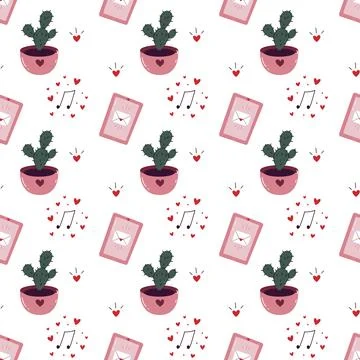 Saint Valentine's seamless pattern with love elements Stock Illustration