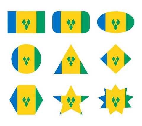 Saint vicent set of flags with geometric shapes Stock Illustration