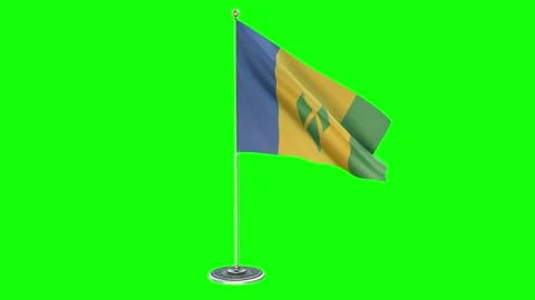 Saint Vincent and the Grenadines 3D Illustration Of The Waving flag On a Pole  Video stock 160929053