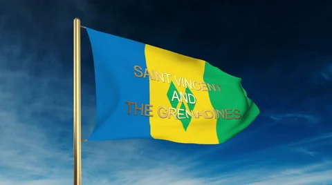 Saint Vincent and the Grenadines flag slider style with title. Waving in the Stock Footage 48596183