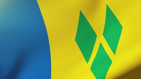 Saint Vincent and the Grenadines flag waving in the wind. Looping sun rises Stock Footage 48596194