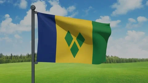 Saint Vincent and The Grenadines Flag Stock Footage 153256807