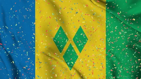 Saint Vincent and the Grenadines flag seamless animation with paper confetti Stock-Footage 223342488