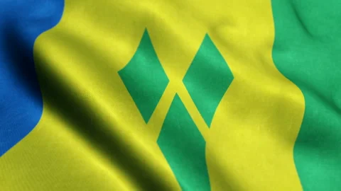 Saint Vincent and the Grenadines Flag Close Up Realistic Animation Seamless Loop Видео 229868405