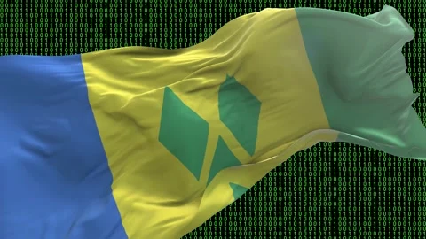 Saint Vincent and the Grenadines flag - Waving flag on matrix binary code Stock Footage 321421764