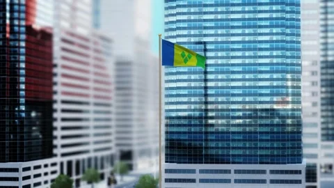 Saint Vincent and the Grenadines Flag 3D Render Animation Waving in Front of Stock-Footage 332952817