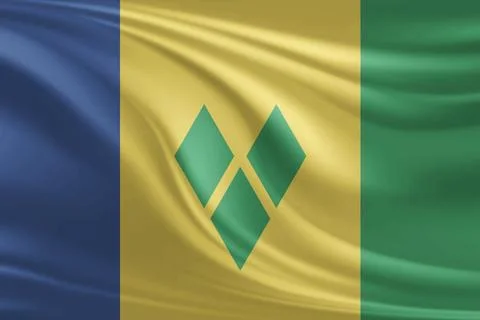 Saint Vincent and the Grenadines Flag Wind Waving Close Up Stock Photos