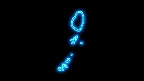 Saint Vincent and the Grenadines Map Outline Neon Lights Stock Footage 332850537