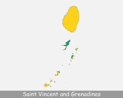 Saint Vincent and Grenadines Map Flag Stock Illustration