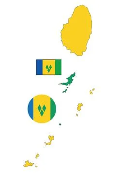Saint Vincent and the Grenadines Map and Flag Stock Illustration