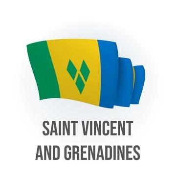 Saint Vincent and the Grenadines vector flag. Bended flag of Saint Vincent an Stock Illustration