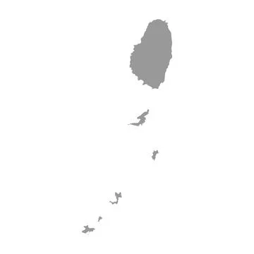 Saint Vincent and the Grenadines vector country map silhouette Illustrazione stock