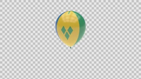 Saint Vincent Balloon Rotating Flag Alpha Stock-Footage 61719364