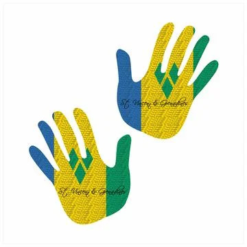 Saint Vincent dan Grenadines flag hand vector 库存插图