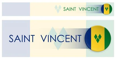 Saint Vincent flag horizontal web banner in modern neomorphism style. Webpa.. 库存插图