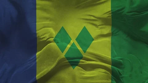Saint Vincent   Flag   Slow Motion Cloth Animation -3D Rendering Video stock 281050621