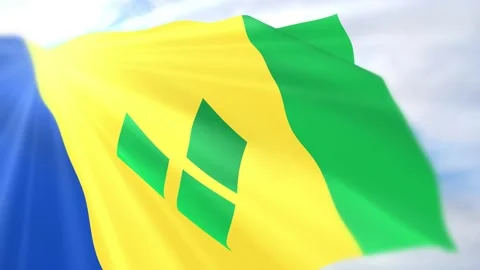 Saint Vincent Grenadines Flag Seamless Loop 4k 60fps on Sky Background Stock Footage 340620501