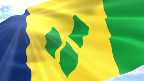 Saint Vincent Grenadines Flag Seamless Loop 4k 60fps on Sky Background Stock Footage 341568607