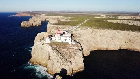 Saint Vincent lighthouse, Sagres, Portugal Stock Footage 83434026
