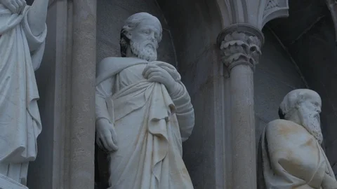 Saints statues at the Cathedral of St Patrick Stock Footage 86497451