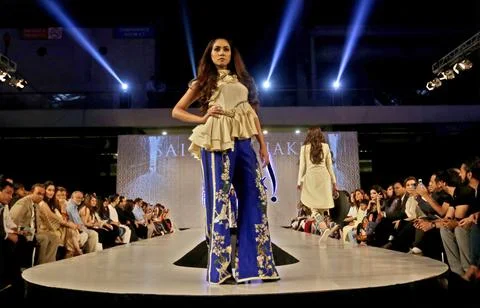 Saira Shakira - Runway - PFDC Fashion Week in Lahore, Pakistan - 13 Apr 2017 Stock Photos