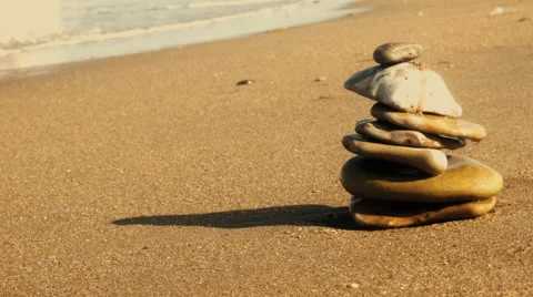 Сairn on the shore. Stock Footage 52755252