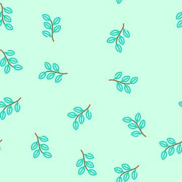 Sakaki tree branch shintoism vector seamless pattern Stock Illustration